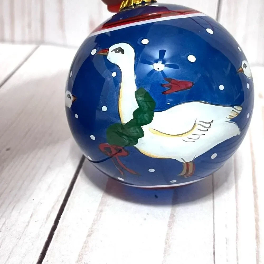 Hand Painted Li Bien Holiday Goose Ornament